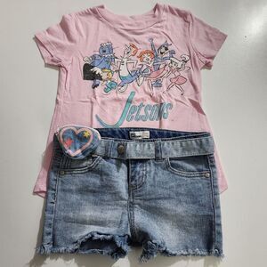 Girls The Jetsons Futuristic Outfit Shirt 4t and Denim Shorts 6x